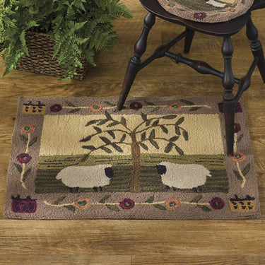 Willow and Sheep Hooked Rug - Park Designs - The Fox Decor